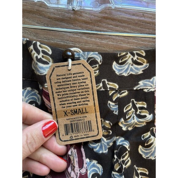 New Natural Life Color Block Patchwork Floral Flowy Maxi Skirt Boho - Picture 4 of 8